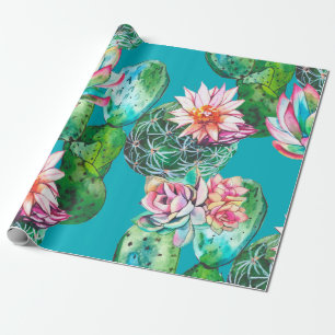 Papier Cadeau Succulents watercolor illustration pattern