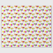 Papier Cadeau Suckers lollipopes en vert, violet, rose, jaune (Plat)