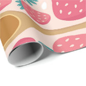 Papier Cadeau Sucré aux fraises (Coin rond)