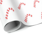 Papier Cadeau Sucre de canne Blanc Cute Simple Noël (Coin rond)