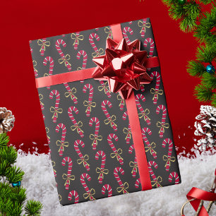 Papier Cadeau Sucre de canne classique moderne noir et rouge Mot