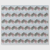 Papier Cadeau Sucre de canne Coeurs de Noël et pin (Plat)