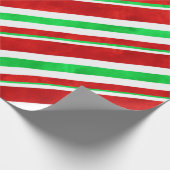 Papier Cadeau Sucre de canne d'aquarelle rouge vert rayures 2 (Coin)