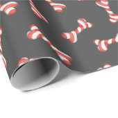 Papier Cadeau Sucre de canne de Noël Chien Bones (Coin rond)