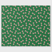 Papier Cadeau Sucre de canne de Noël Chien Bones (Plat)