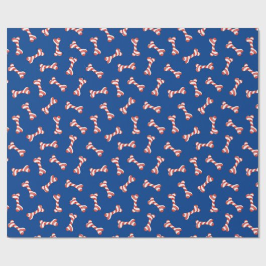 Papier Cadeau Sucre de canne de Noël Chien Bones (Plat)