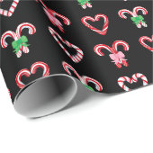 Papier Cadeau Sucre de canne de Noël Motif (Coin rond)