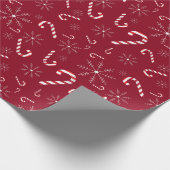 Papier Cadeau Sucre de canne de Noël Rouge Flèches de neige Mode (Coin)