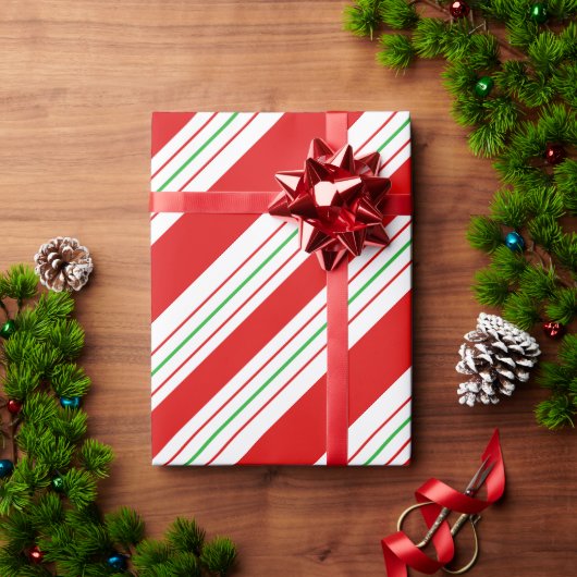 Papier Cadeau Sucre de canne de Noël Stripes ID259 (Cadeau de vacances)