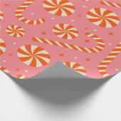 Papier Cadeau Sucre de canne Noël rétro motif (Coin)