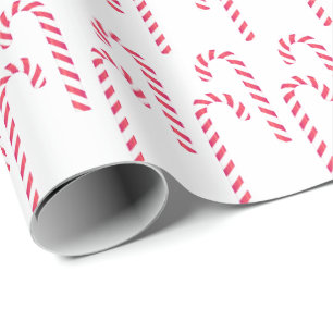 Papier Cadeau Sucre de canne Peppermenthe Noël Fête Rouge Blanc