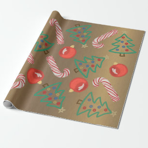 Papier Cadeau Sucre de canne primitif Arbre de Noël Ornement ro
