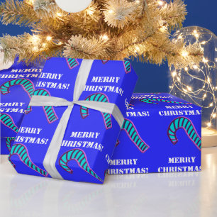 Papier Cadeau Sucre de canne rose et bleu de Joyeux Noël