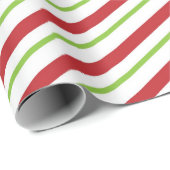 Papier Cadeau Sucre de canne rouge et vert mignon de menthe (Coin rond)
