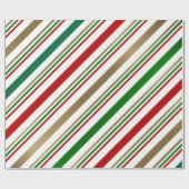 Papier Cadeau sucre de canne Rouge, vert, or et blanc (Plat)