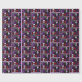 Papier Cadeau Sucre SKull Roses rouges violet (Plat)