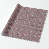Papier Cadeau Sucreries Rétro - Rose (Déroulé)