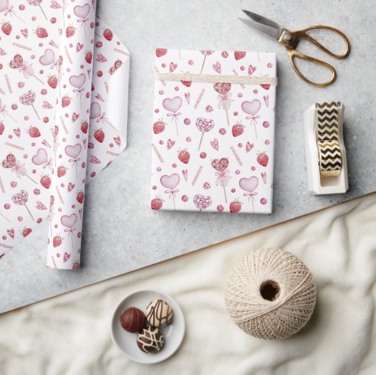 Papier Cadeau Sucreries Saint-Valentin Rose (Artisanat)