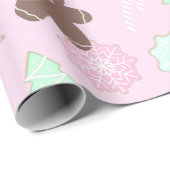 Papier Cadeau Sucres de canne Arbres de Noël Ornements Noël (Coin rond)