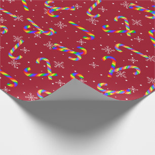 Papier Cadeau Sucres de canne arc-en-ciel Noël
