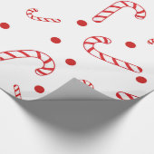 Papier Cadeau Sucres de canne blancs rouges Pois de Noël (Coin)