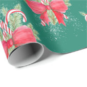 Papier Cadeau Sucres de canne de Noël (Coin rond)
