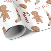 Papier Cadeau Sucres de canne de Noël et gingembre (Coin rond)