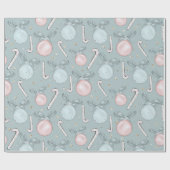 Papier Cadeau Sucres de canne d'ornements rose et vert Noël (Plat)