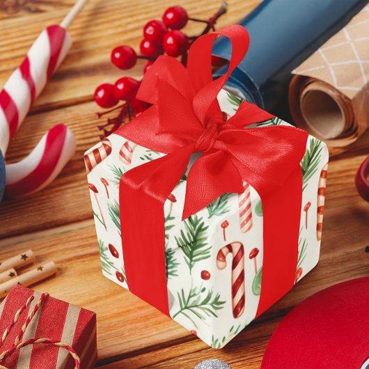 Papier Cadeau Sucres de canne doux et mignons Noël