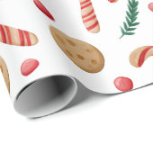 Papier Cadeau Sucres de canne et cookies Noël (Coin rond)