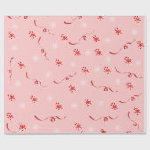 Papier Cadeau Sucres de canne rouges et blancs Snowflakes et rub (Plat)