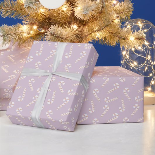 Papier Cadeau Sucres de canne rouges et blancs Violet Noël (Vacances)