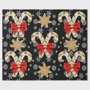 Papier Cadeau Sucres de canne Snowflakes Gingerbread Cookies