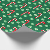 Papier Cadeau Sucres de canne verts rouges de Noël (Coin)