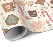 Papier Cadeau Sucres de Noël et bonbons (Coin rond)