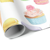 Papier Cadeau Sucres motifs cupcakes et macarons (Coin rond)