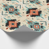 Papier Cadeau Sud-ouest Désert Bleu Adobo Terracotta Motif (Coin)