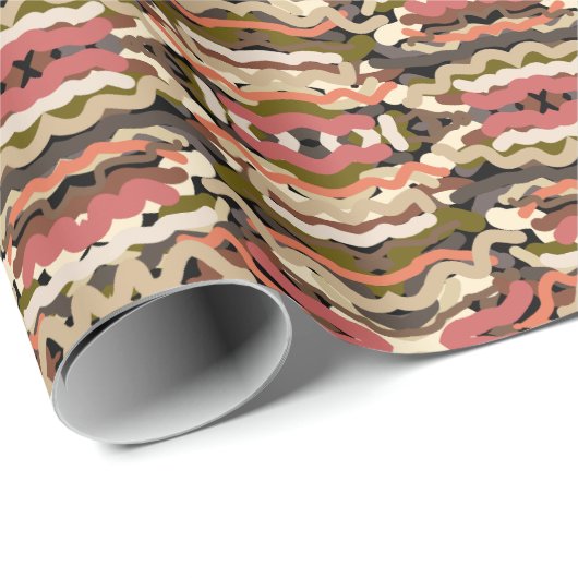 Papier Cadeau Sud-Ouest Squiggly Laid Terre Tone Abstrait (Coin rond)