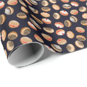 Papier Cadeau Sufganiyot Donuts : Hanoukka Vintage Motif (Coin rond)