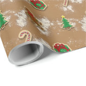 Papier Cadeau Sugar Cookie Gingerbread Man Wrapping Paper (Coin rond)
