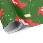 Papier Cadeau Suisse Carte du Drapeau Noël (Coin rond)