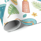 Papier Cadeau Summer Beach Essentials Pattern (1) (Coin rond)