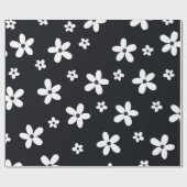 Papier Cadeau Summer Boho Black White Daisy Flowers (Plat)