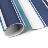 Papier Cadeau Summer Navy Blue Popular Boat Stripes Collection (Coin rond)