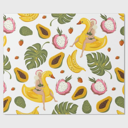 Papier Cadeau Summer seamless pattern background with exotic fru (Plat)
