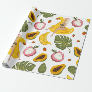Papier Cadeau Summer seamless pattern background with exotic fru