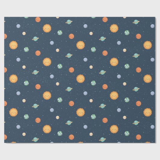 Papier Cadeau Sun et motif gais de griffonnages de l'espace de (Plat)