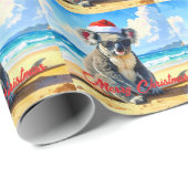 Papier Cadeau Sun et Surf Koala Santa Hat (Coin rond)
