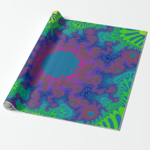 Papier Cadeau Sunburst arc-en-ciel vert