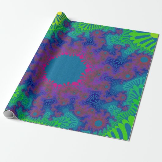 Papier Cadeau Sunburst arc-en-ciel vert (Déroulé)